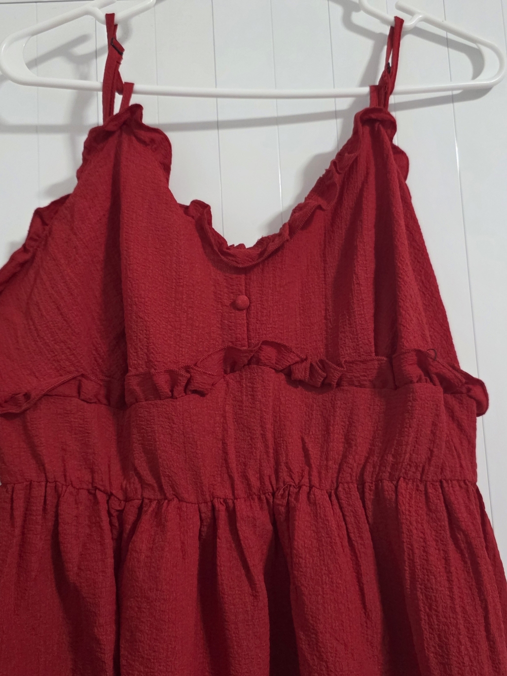 Woman Red Ruffle Dress - Picture 4 of 5